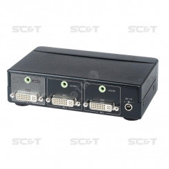 Коммутатор DVI- и стерео аудиосигналов, 2 входа (2х DVI-I, 2х TRS 3.5 мм)