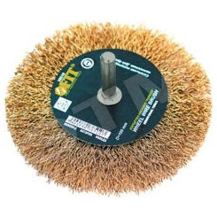 Кордщетка-колесо, со штифтом, стальная латунированная волнистая проволока 50 мм Кордщетка-колесо, со штифтом, стальная латунированная волнистая проволока 50 мм