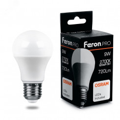 Лампа светодиодная LED 9вт Е27 теплый Feron.PRO