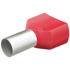 Гильзы сдвоенные контактные с пластиковым изолятором красные 2x1000 мм (AWG 2x7) 50 шт L-24 мм KN-9799377