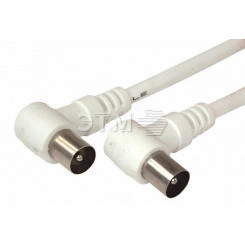 Шнур ТВ штекер - ТВ штекер, угловой, длина 1,5 метра, белый