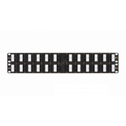 Панель 19'', 2U, 48 угловых портов, Кат.5e, RJ45/8P8C, неэкран., черная Панель 19'', 2U, 48 угловых портов, Кат.5e, RJ45/8P8C, неэкран., черная