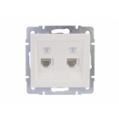 Розетка RAIN телефонная 2-ая евро белая механизм Розетка RAIN телефонная 2-ая евро белая механизм