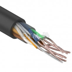 Кабель UTP 4PR 24AWG CU (медь) CAT5e PE черный OUTDOOR бухта 100м