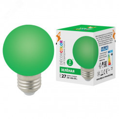 Лампа декоративная светодиодная LED-G60-3W/GREEN/E27/FR/С Форма шар матовая Цвет зеленый Картон ТМ Volpe