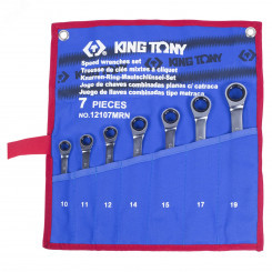 Набор комбинированных трещоточных ключей, 10-19 мм, чехол из теторона, 7 предметов