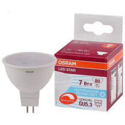 Лампа светодиодная LED 7Вт GU5.3 MR16 110° (замена 80Вт) белый, диммируемая OSRAM