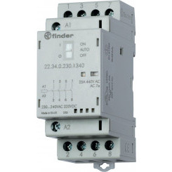 Контактор модульный 3NO+1NC 25А контакты AgSnO2 катушка 230В АС/DC 35мм IP20 механический индикатор/LED