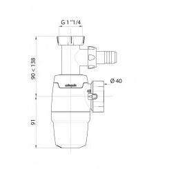 Сифон WIRQUIN NEO для раковины без выпуска 1'1/4 х 40 мм с отводом для стиральной или посудомоечной машины