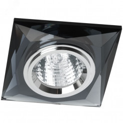 Светильник ИВО-50w 12в G5.3 квадратный серебро с серым стеклом
