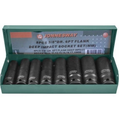 Набор головок торцевых ударных глубоких 3/8''DR, 10-19 мм, 8 предметов Набор головок торцевых ударных глубоких 3/8''DR, 10-19 мм, 8 предметов