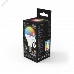 Лампа светодиодная LED 6 Вт RGB Вт+димирование E14 Шар Black Gauss