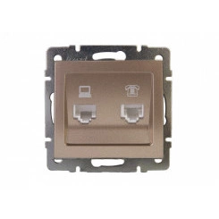 Розетка RAIN компьютерная + телефон бронза матовая механизм Розетка RAIN компьютерная + телефон бронза матовая механизм