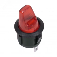 Выключатель клавишный круглый 12V 16А (3с) ON-OFF красный с подсветкой REXANT Выключатель клавишный круглый 12V 16А (3с) ON-OFF красный с подсветкой REXANT