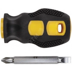 Отвертка c переставным жалом ''коротыш'', CrV сталь, прорезиненная ручка 6х40 мм PH2/SL6 Отвертка c переставным жалом ''коротыш'', CrV сталь, прорезиненная ручка 6х40 мм PH2/SL6