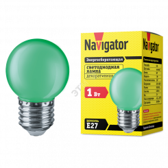 Лампа светодиодная LED 1вт Е27 зеленый шар