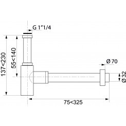 Сифон LINEIS для раковины без выпуска 1'1/4 x 32 мм отвод с розеткой, латунь в хроме