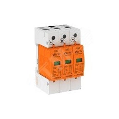 Устройство защиты от импульсных перенапряжений УЗИП для фотогальванических сетей 3 полюса (класс I+II), 600 В