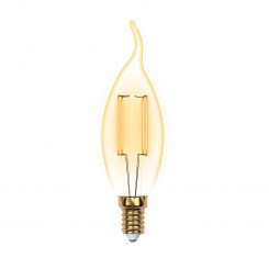 Лампа светодиодная декоративная LED 5вт 220-250В свеча на ветру 420Лм Е14 2250К золотая колба Uniel Vintage