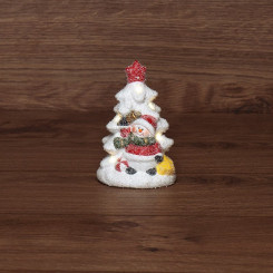 Керамическая домашняя фигурка Елочка со снеговиком 7.8х6.9х12.1 см