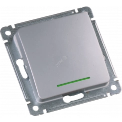 MASTER Переключатель одноклавишный с индикацией, скрытой установки, в рамку, серебро MASTER Переключатель одноклавишный с индикацией, скрытой установки, в рамку, серебро