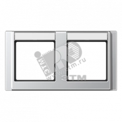 Рамка 2 поста с полем для надписи алюминий Рамка 2 поста с полем для надписи алюминий