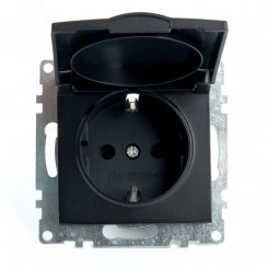 Розетка 1-местная с/з с крышкой, серия Катрин, черный, Stekker Розетка 1-местная с/з с крышкой, серия Катрин, черный, Stekker