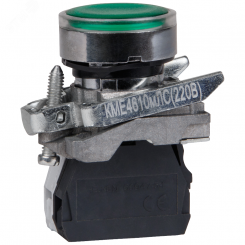 Кнопка КМЕ4540мЛС-24В-зеленый-4но+0нз-цилиндр-индикатор-IP54-КЭАЗ