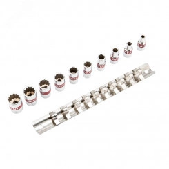 Набор универсальных торцевых головок 1/4, двенадцатигранные, CrV, (упак - 10 шт.), 4-13 мм Набор универсальных торцевых головок 1/4, двенадцатигранные, CrV, (упак - 10 шт.), 4-13 мм