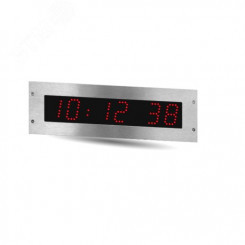 Часы цифровые STYLE II 5S OP (часы/минуты/сек), в стальном корпусе для операционных, высота цифр 5 см, красный цвет, NTP, PoE, установка в стену заподлицо