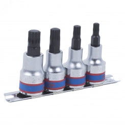 Набор торцевых насадок 1/2', SPLINE, М6-М12, L = 80 мм, 4 предмета