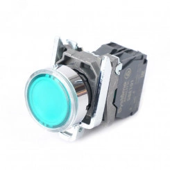 Кнопка SB4 с подсветкой в сборе модульная 22мм зеленая металл 24ВDC 1НО Кнопка SB4 с подсветкой в сборе модульная 22мм зеленая металл 24ВDC 1НО