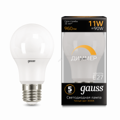 Лампа светодиодная LED 11 Вт 960 Лм 3000К теплая E27 A60 диммируемая Black Gauss