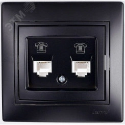 MIRA Розетка телефонная двойная евро чёрный бархат со вставкой (10шт/120шт) MIRA Розетка телефонная двойная евро чёрный бархат со вставкой (10шт/120шт)