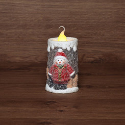 Керамическая домашняя фигурка Свечка со снеговиком 10.5х9х17.6 см