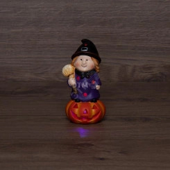 Керамическая домашняя фигурка Ведьма на тыкве 8х8х14.8 см Керамическая домашняя фигурка Ведьма на тыкве 8х8х14.8 см