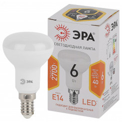 Лампочка светодиодная ЭРА STD LED R50-6W-827-E14 Е14 / E14 6Вт рефлектор теплый белый свет