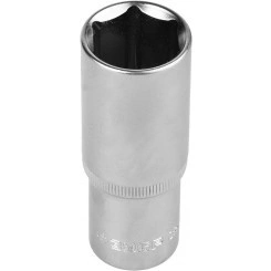 Головка торцовая ''Мастер'' (1/2''), удлиненная, Cr-V, FLANK, хроматированное покрытие, 17мм