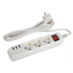 Удлинитель электрический U-3es-1.5m-USB с заземлением с выключателем 3 розетки+3xUSBA 1.5м 10А Эра Б0052900 Удлинитель электрический U-3es-1.5m-USB с заземлением с выключателем 3 розетки+3xUSBA 1.5м 10А Эра Б0052900