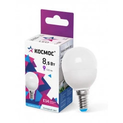 Лампа светодиодная GL45 8.5Вт 6500К E14 220В КОСМОС LkecLED8.5wGL45E1465