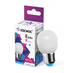 Лампа светодиодная GL45 8.5Вт 6500К E27 220В КОСМОС LkecLED8.5wGL45E2765