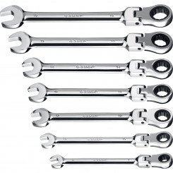 Набор комбинированных гаечных ключей трещоточных шарнирных 7 шт, 8 - 19 мм