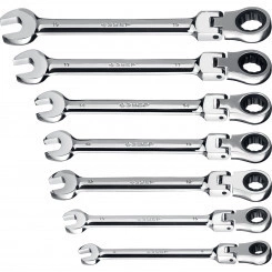 Набор комбинированных гаечных ключей трещоточных шарнирных 7 шт, 8 - 19 мм Набор комбинированных гаечных ключей трещоточных шарнирных 7 шт, 8 - 19 мм