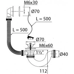 Сифон МИНИ ЭЛИТ для ванн с нержавеющим чашками, без отвода 1'1/2 - D40 Сифон МИНИ ЭЛИТ для ванн с нержавеющим чашками, без отвода 1'1/2 - D40
