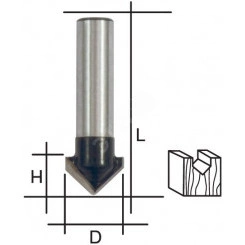 Фреза пазовая V-образная, DxHxL = 12 х 12 х 42 мм