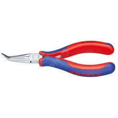 Длинногубцы захватные для электроники круглые губки голова под 45° L-145 мм 2-компонентные рукоятки KN-3582145