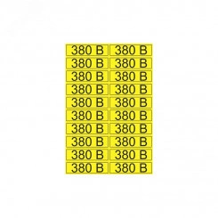 Наклейка знак электробезопасности ''380 В '' 15х50 мм (20шт на листе) Наклейка знак электробезопасности ''380 В '' 15х50 мм (20шт на листе)