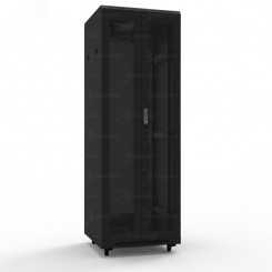 Шкаф напольный универсальный серверный NTSS R 42U 600х1000мм, 4 профиля 19, двери перфорированная и перфорированная двухстворчатая, боковые стенки съемные, регулируемые опоры, разобранный, черный RAL 9005