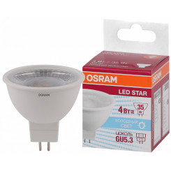 Лампа светодиодная LED 4Вт GU5.3 5000К 300лм 230V CL MR16 (замена 35Вт) OSRAM LS