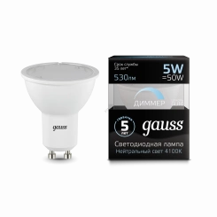 Лампа светодиодная LED 5 Вт 530 Лм 4100К белая GU10 MR16 диммируемая Black Gauss